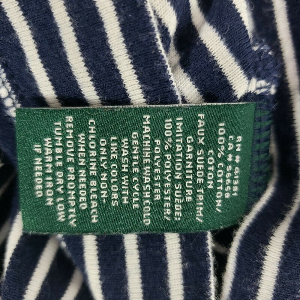 Lauren Ralph Lauren Womens top blue White Striped leather patch Shirt Medium‎ - Picture 10 of 10